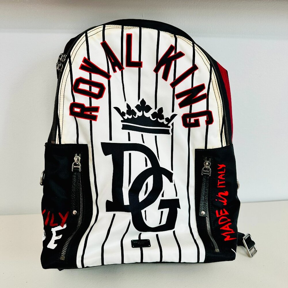 DOLCE & GABBANA VULCANO ROYAL KING SICILY LOVE STRIPED BACKPACK ITALY $1380